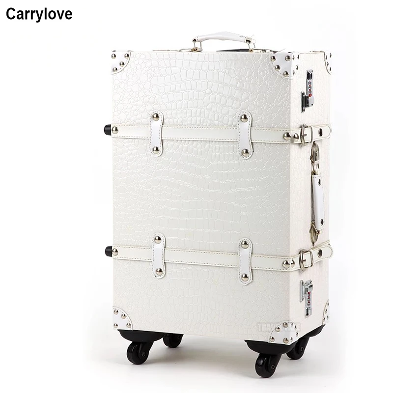 only luggage CARRYLOVE 2" 24" 2" дюймов Женский Белый Черный Рюкзак Винтажный багаж сумка на колесиках для путешествий с колесами - Цвет: only luggage