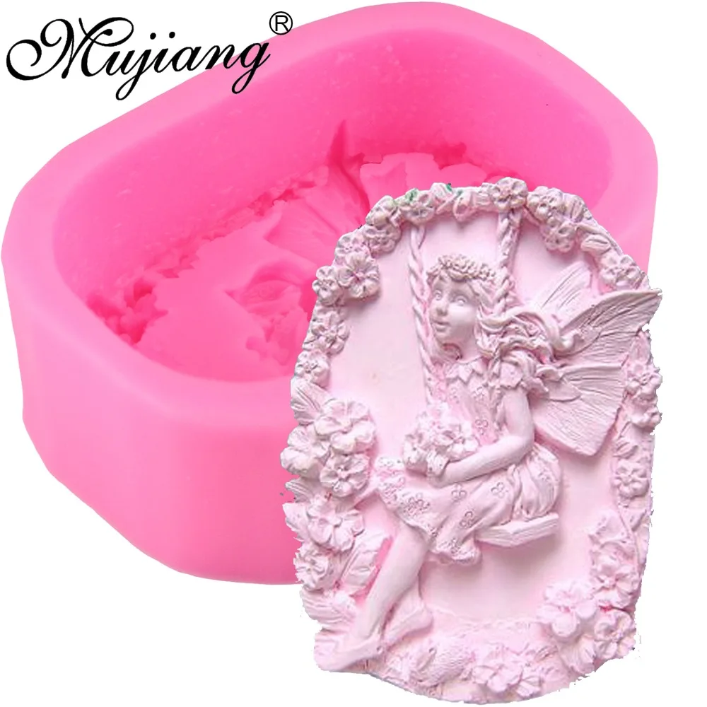 Mujiang Цветок Ангел DIY силиконовая форма для мыла 3D ремесло Фея Полимерная глина свечи формы шоколадный фондан торт украшения инструменты
