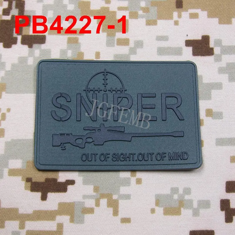 PB4227 Green Снайпер вне поля зрения. Из ума Военная тактика для поднятия морального духа 3D ПВХ патч значки - Цвет: PB4227 Green