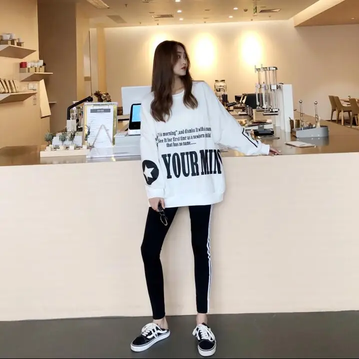 Белый Женские свитшоты в винтажном стиле Harajuku Ulzzang с буквенным принтом, свободная толстовка, джемпер, Женский винтажный милый Свитшот Kawaii для женщин - Цвет: Белый