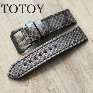 Ремешок из кожи питона мужской, браслет из змеиной кожи серого цвета, ручной работы, для PAM111, 20 мм 22 мм 24 мм 26 мм