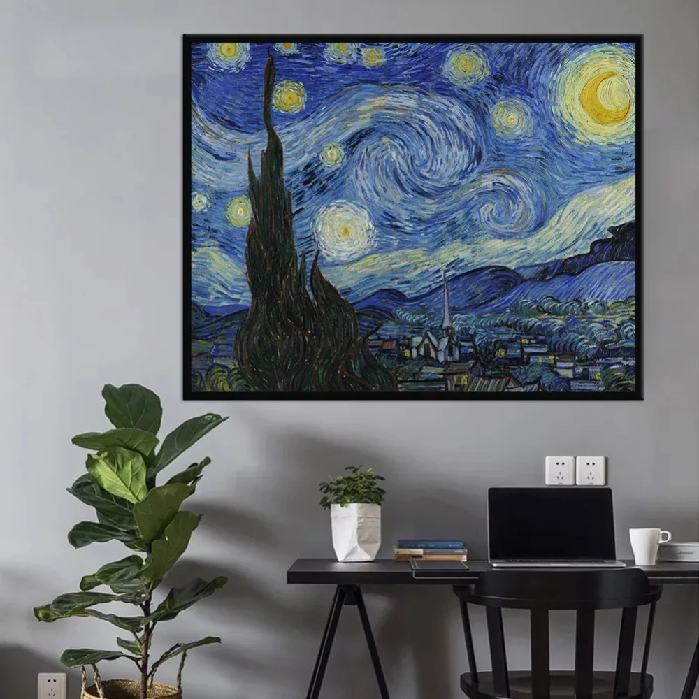 Звездная ночь холст картины Винсента Ван Гога знаменитая картина Реплика