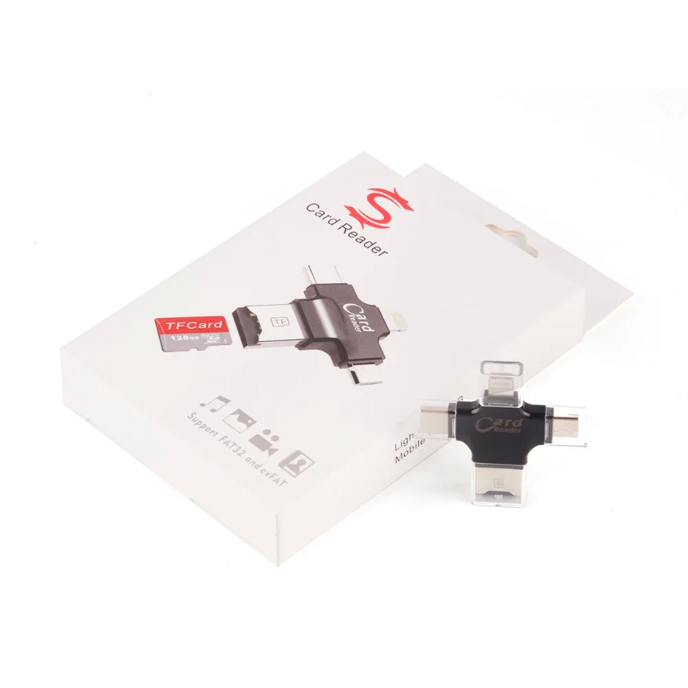 Новый 4 в 1 Type-c/Lightning/Micro USB кард-ридер Micro SD для Эндрюса/Iphone/Type-c/компьютера |