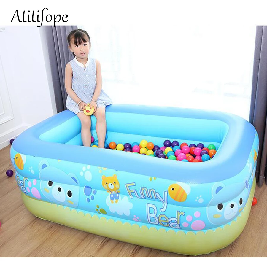 

Kids toys Bear Inflatable Swim pool Family Lounge Pool Animal kids Rectangular 3 rings pool multi purpose pool inflatable toy