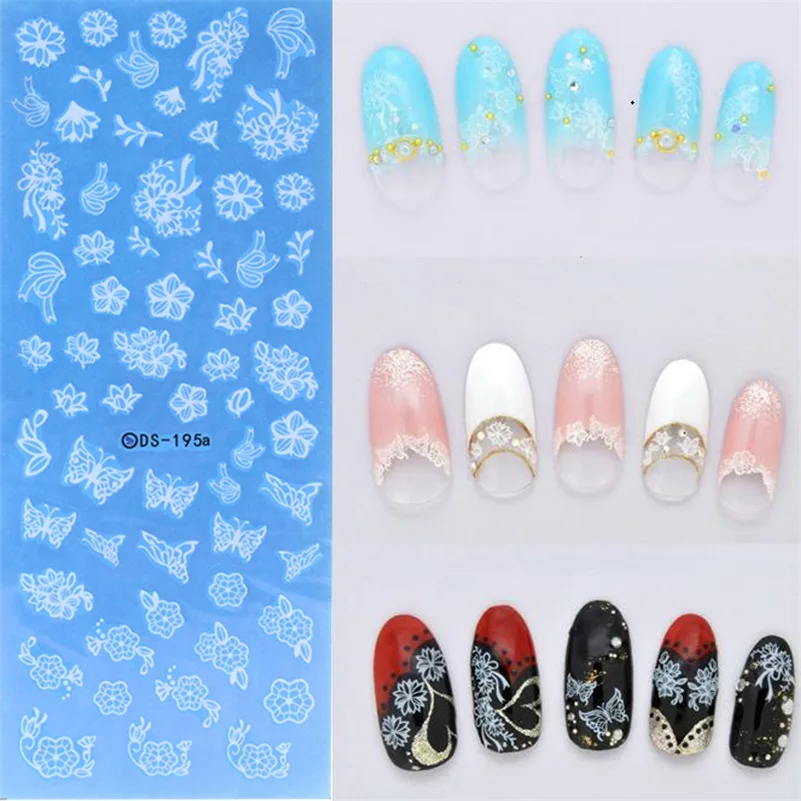 DS190a DS195a Сделай Сам дизайн ногтей переводная вода наклейки для черный Harajuku цветы