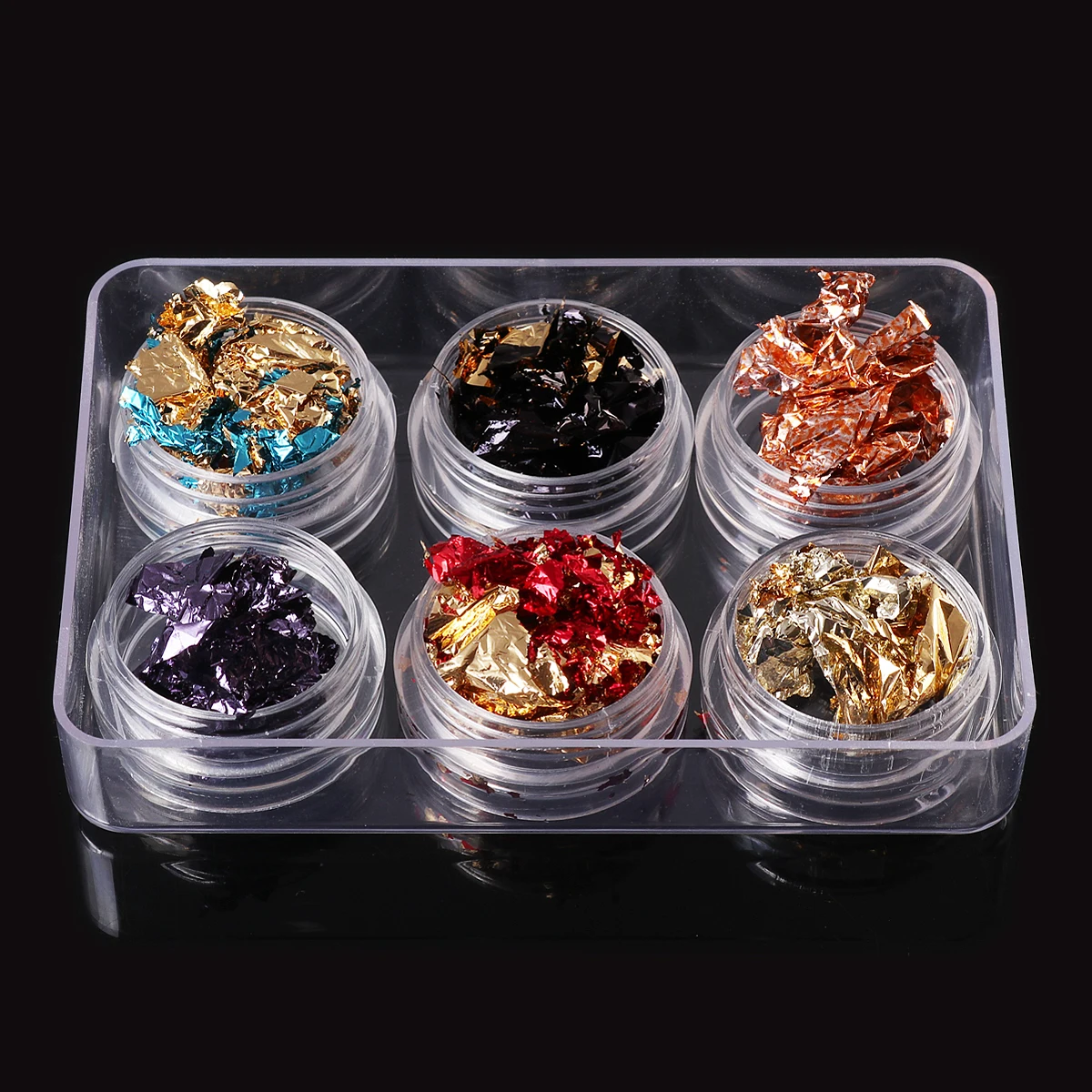 Моня 6 коробок/Набор для дизайна ногтей цветная алюминиевая блестящая фольга