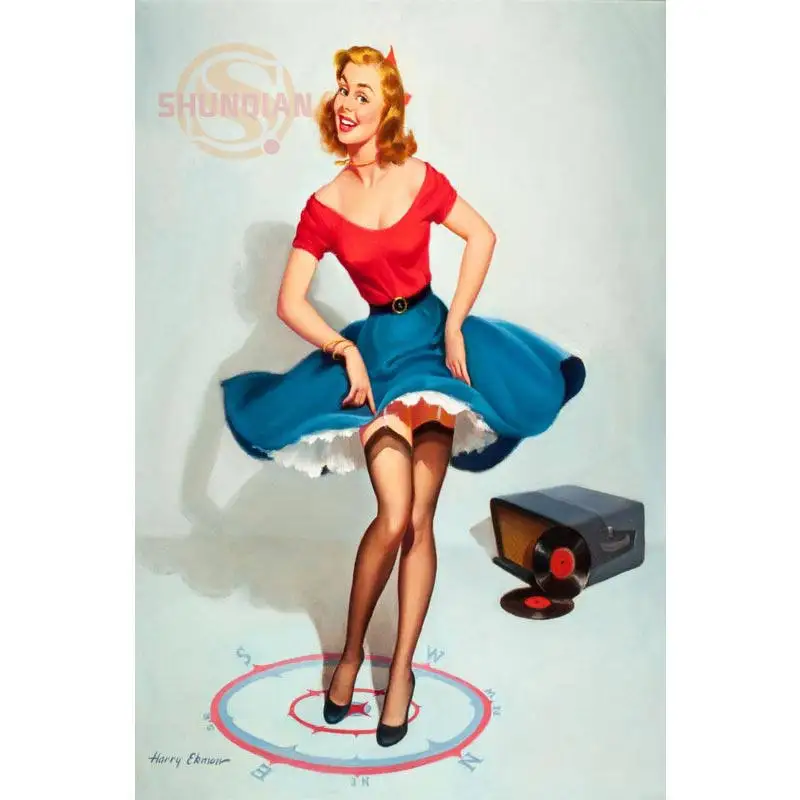 Pin Up Girl Арт плакат печать из шелковой ткани с принтом плакат печать ткань стены плакат на заказ атласный плакат YF-& 24