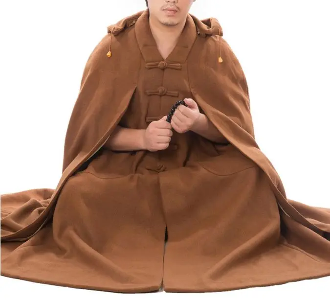 Зимняя теплая шерстяная накидка Zen плащ для медитации шаолин буддизм униформа