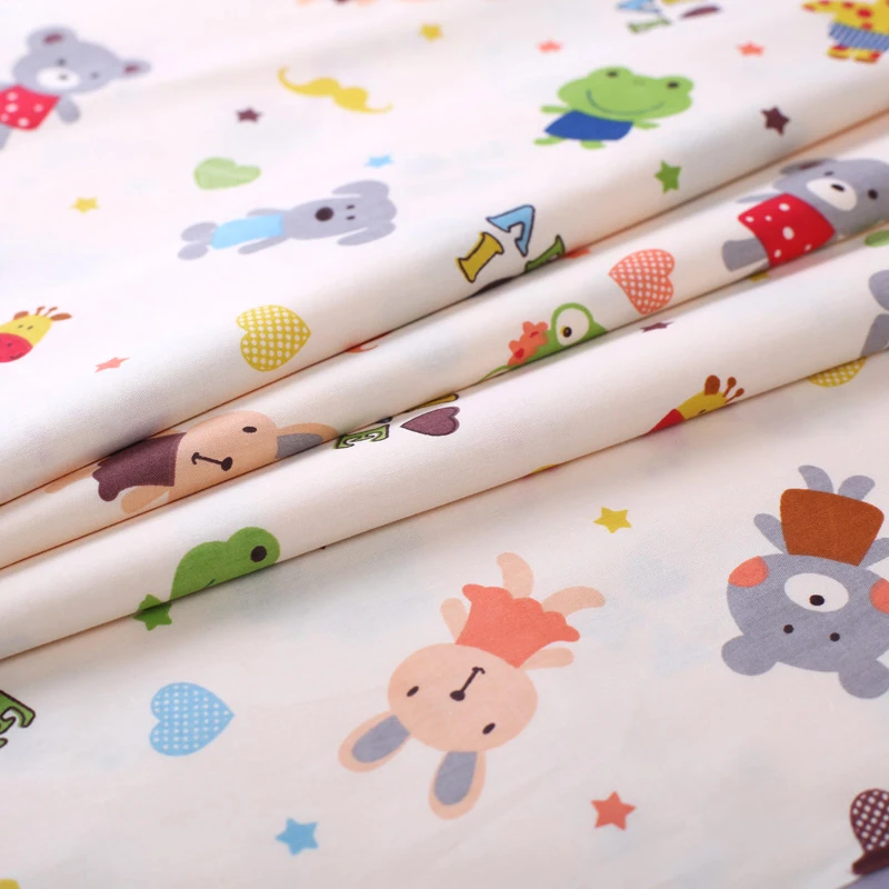 Детская Хлопковая саржевая ткань Bear And rabbitprint для лоскутного шитья квилтинга