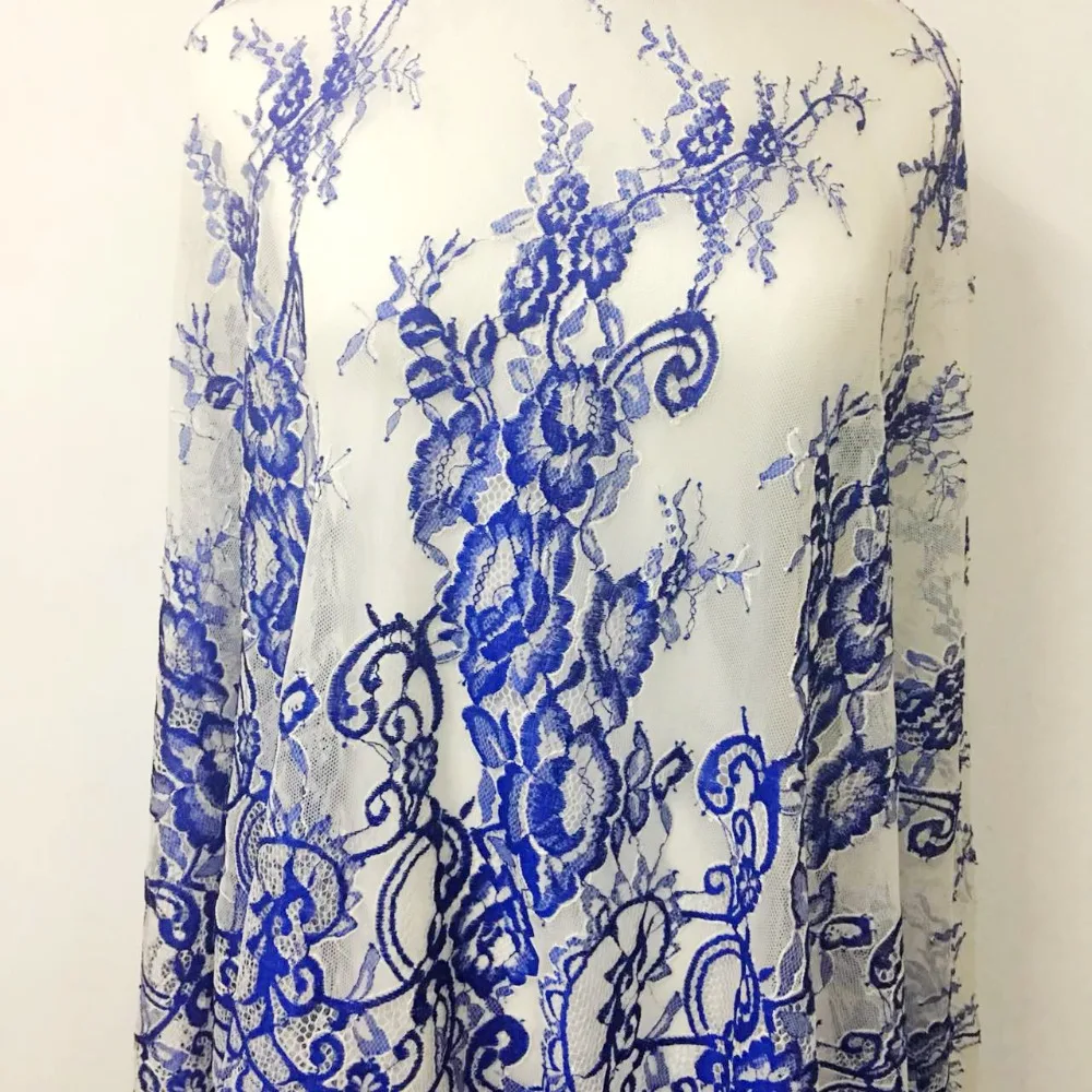 LASUI 1,5 м* 3 м = 1 лот изысканной роскоши 2 цвета craft уникальный и благородный синий и белый толстый высокая-конец торжественное платье ткань C0076