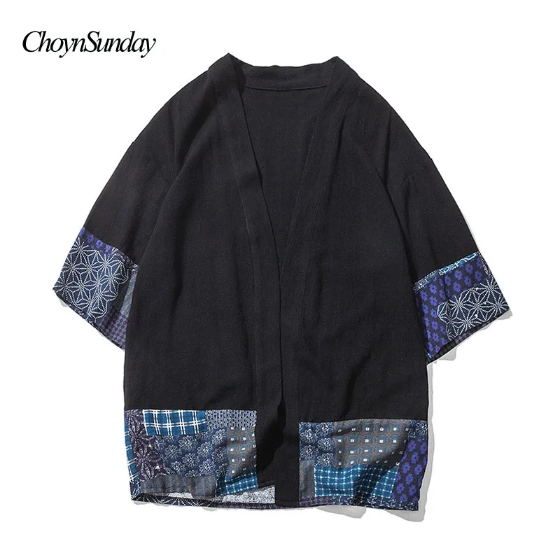 Осенне весенняя рубашка кимоно Мужская китайская уличная винтажная мужское