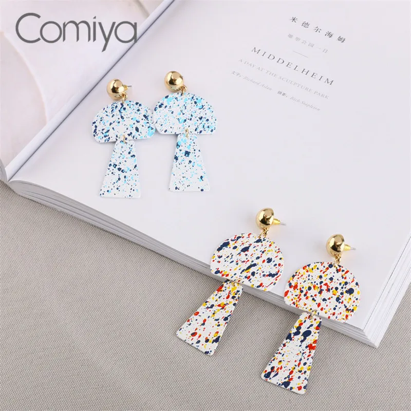 Comiya Ethnic Earrings Acrylic Mix Color Personality Long Jewelry Zinc Alloy Boucles D'Oreilles Pour Les Femmes Earring Women |
