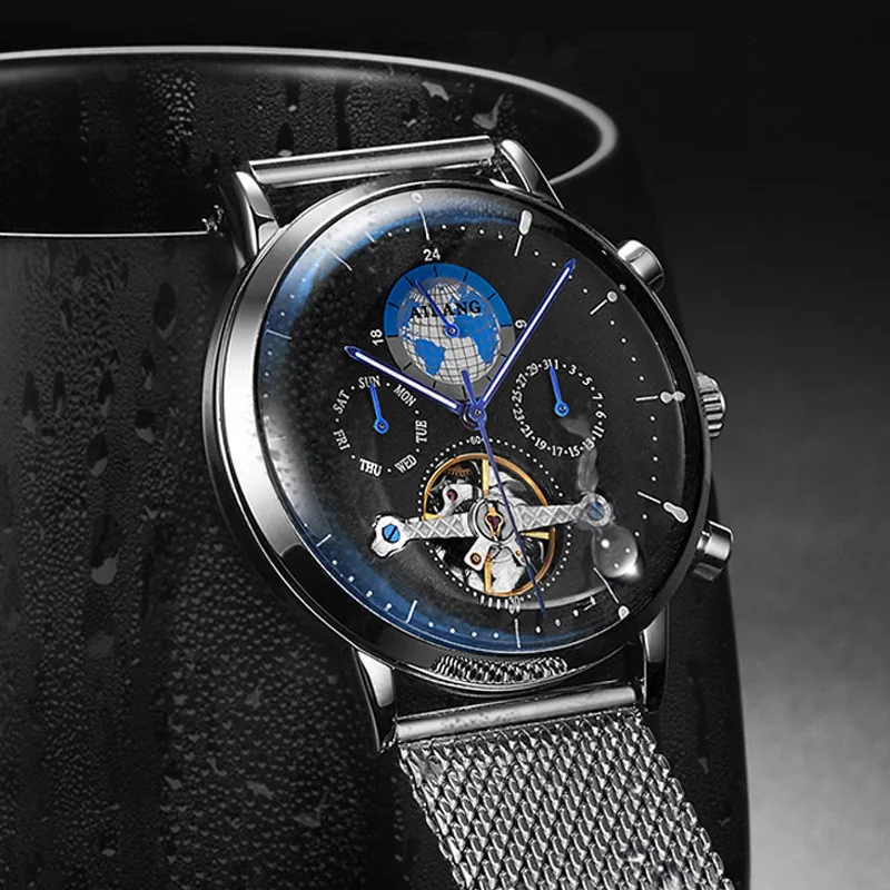 Brand Men Watches Automatic Mechanical Watch Tourbillon Sport Clock Leather Casual Business Retro Wristwatch Relojes Hombre enlarge