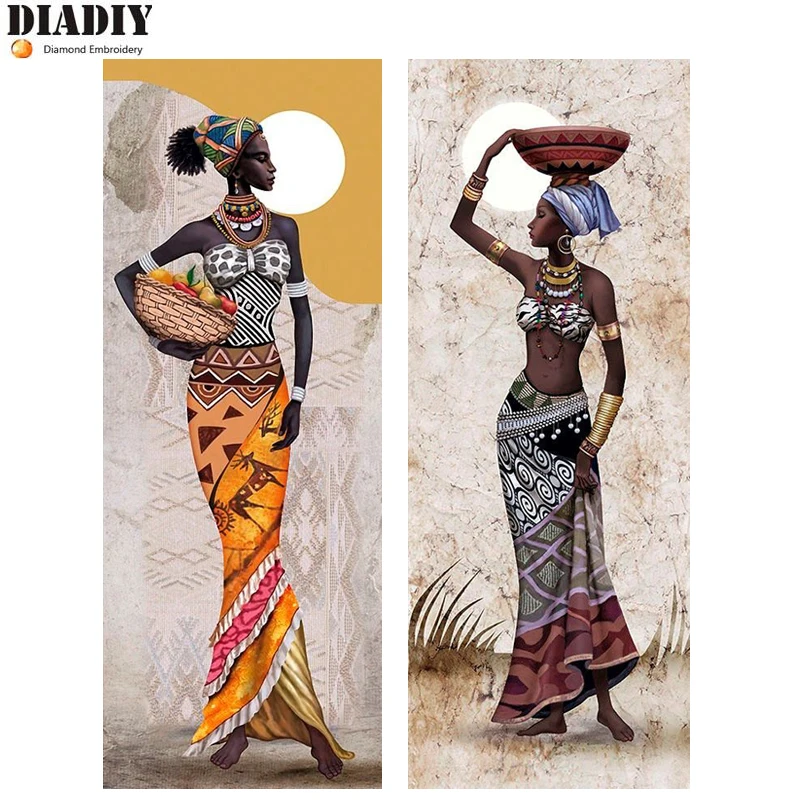 Алмазная вышивка DIADIY из страз африканская Женская Вышивка полная круглая стразы
