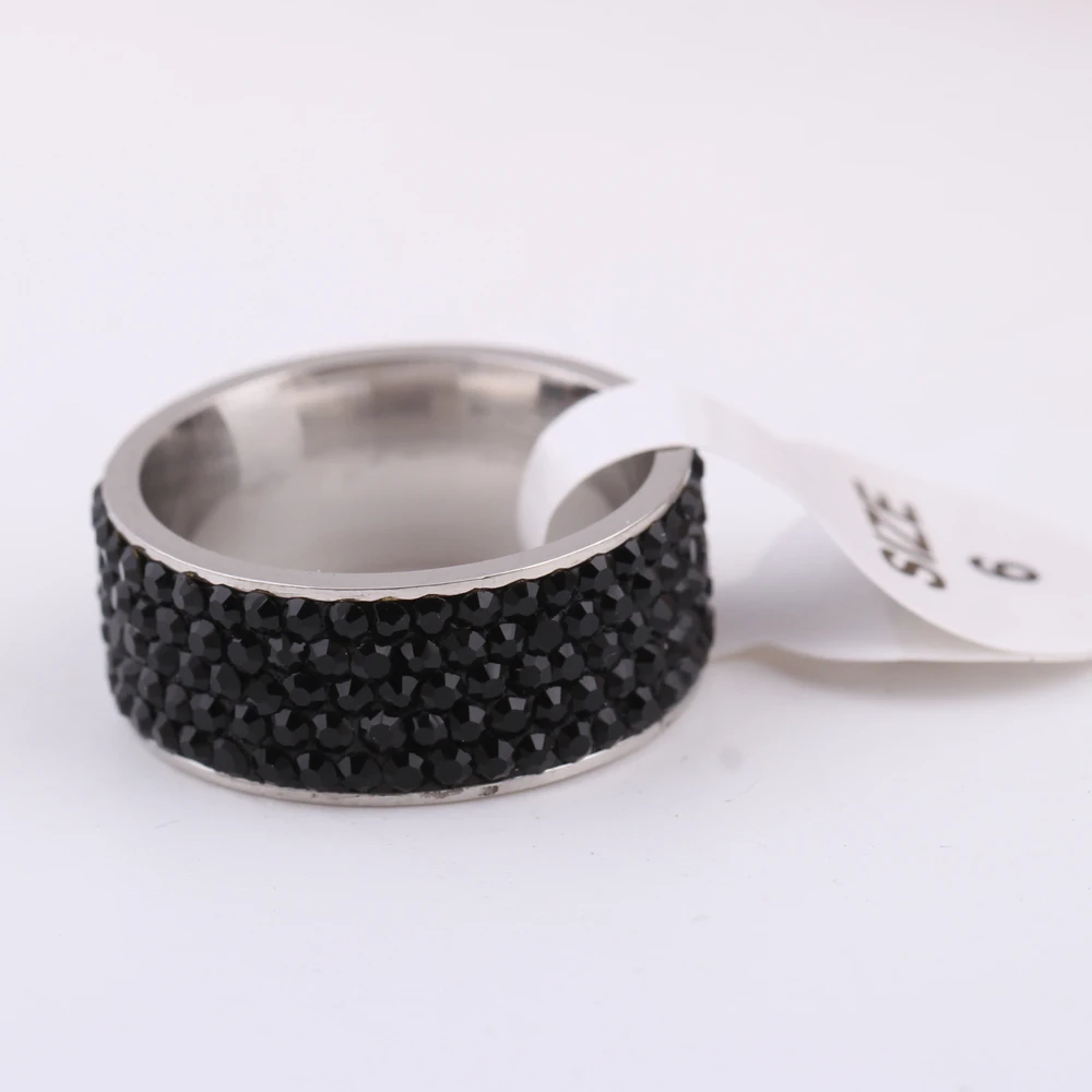 Wholesale jewelry gift Free Shipping rings for women Black Crystal Delicate Stainless Steel Lady Ring | Украшения и аксессуары