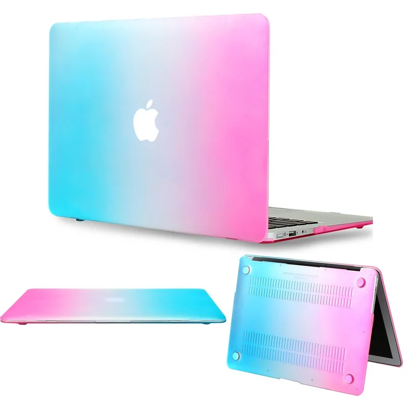 Rainbow KK& LL Матовый Жесткий Чехол для ноутбука Apple MacBook Air Pro retina 11 12 13 15 и Air 13/Pro 13 15 дюймов с сенсорной панелью - Цвет: Rainbow