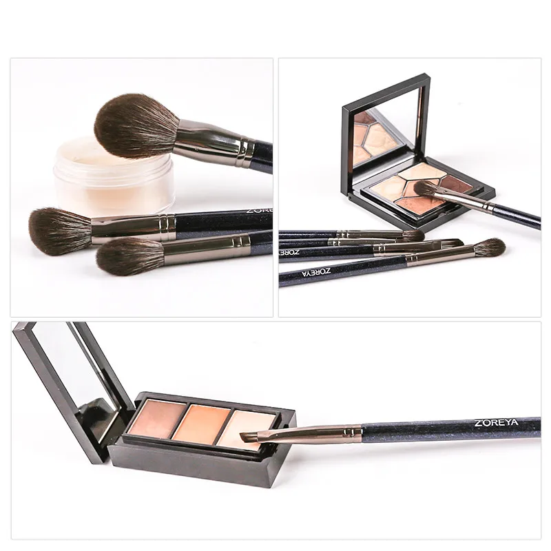 Zoreya Brand Super Soft Synthetic Hair Powder Sky Blue Makeup Brush Kit Highlighter Blush Blending Eye Shadow Brushes Set 9pcs