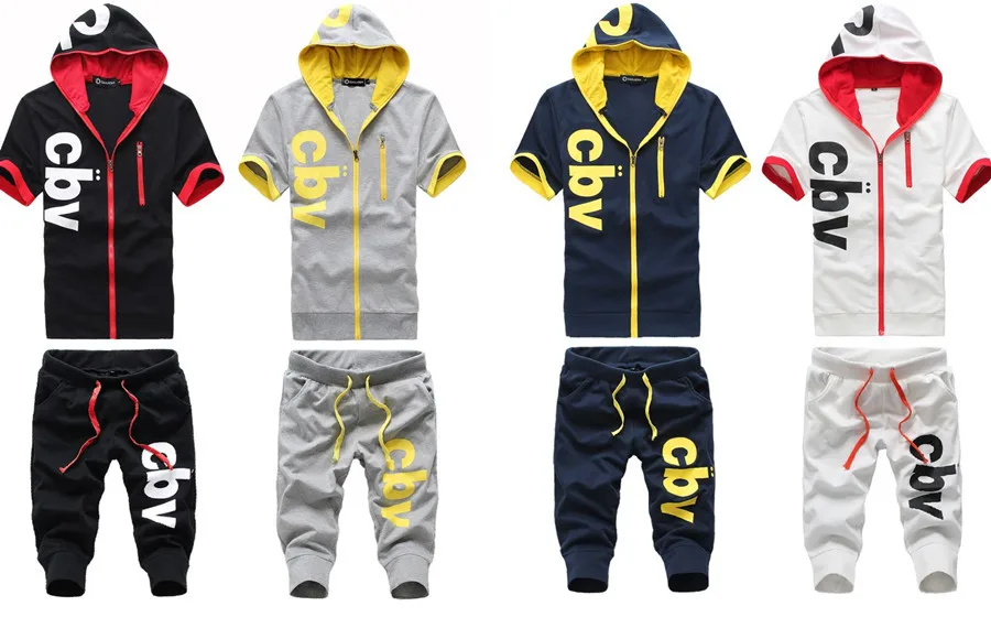 Мода 2017 г. Для мужчин Толстовки костюмы комплект одежда летние повседневные