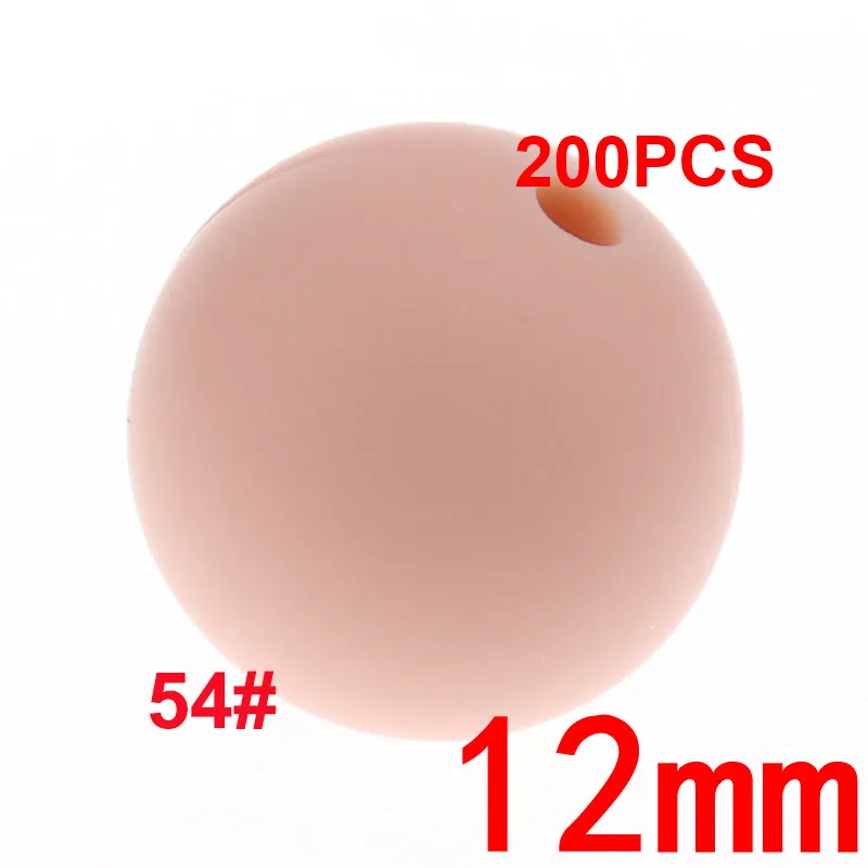 54 Peach 200 шт Круглые 12 мм Силиконовые Бусины прорезыватель Bpa бесплатно детские стоматологические ожерелья Аксессуары крепления для укачивания, успокаивающего приспособления цепочка ручная работа - Цвет: 54 Peach