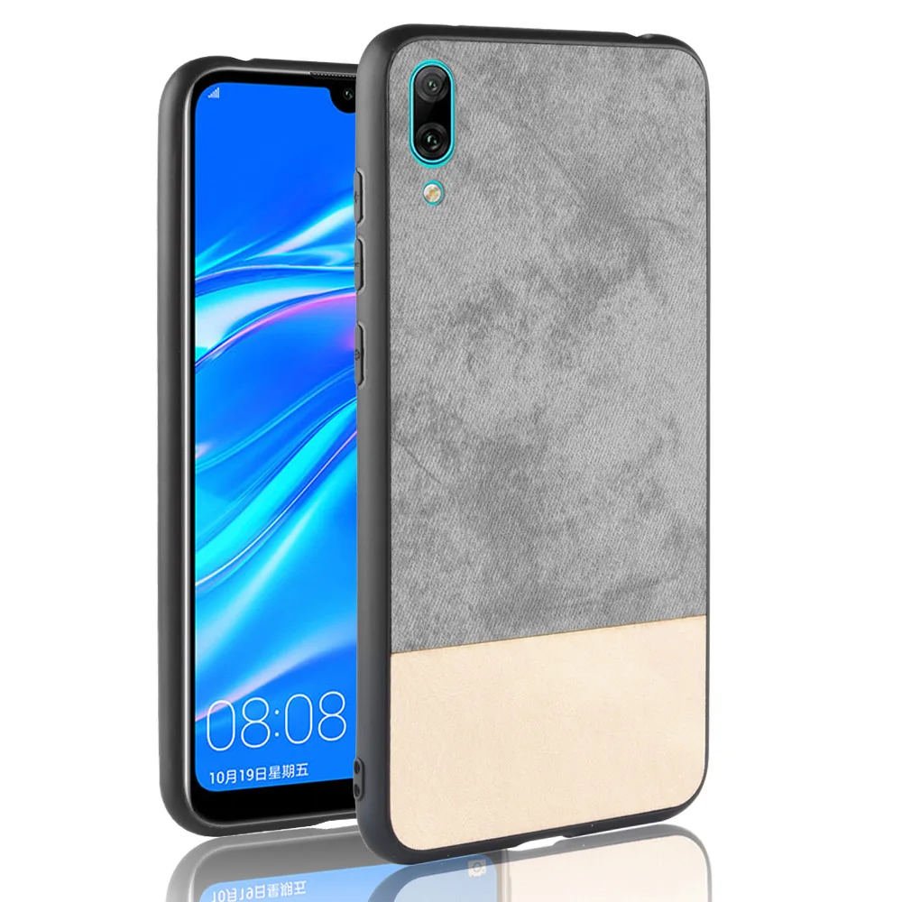 Fabric Cloth Leather Case for Huawei Y7 Pro 2019 Cover PU TPU Back Phone Cases Y6 Prime Y9 2018 P Smart Plus Capas |