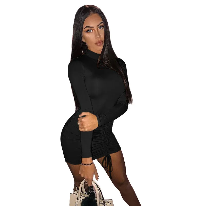 2018 Новое модное мини платье сексуальное женское водолазка элегантные платья для