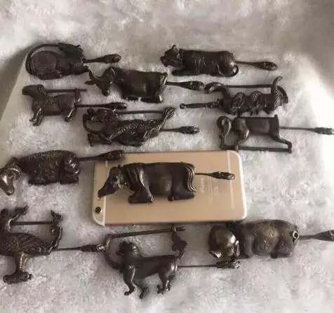 WBY старая китайская народная домашняя Бронзовая статуя зодиака 12 лет собирает