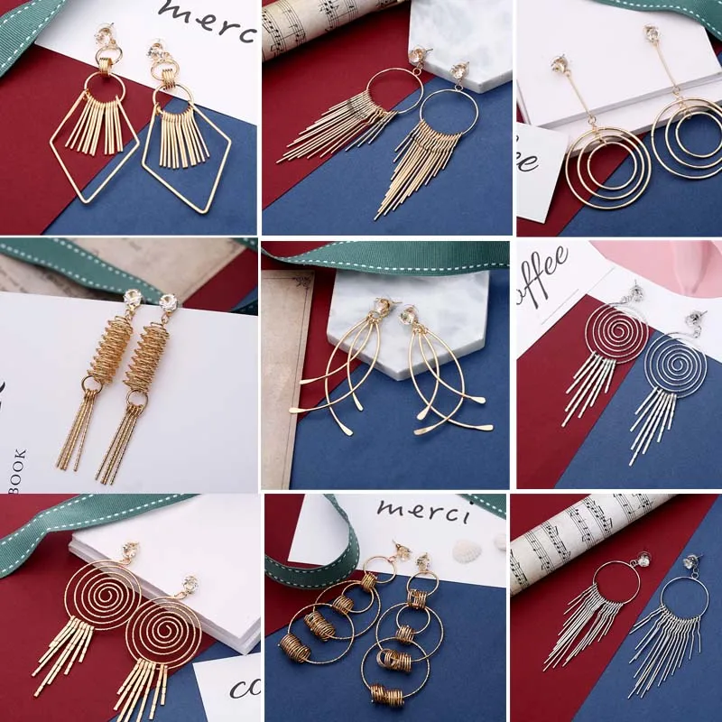 Crazy Feng (Лея фенг) модные серьги для женщин Золотой Цвет с металлическими