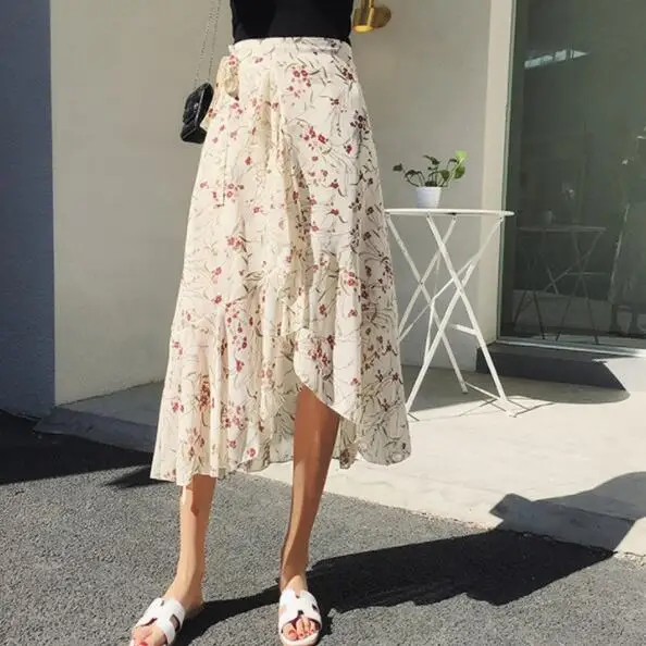 Винтажная длинная юбка с цветочным принтом для женщин летняя элегантная пляжная