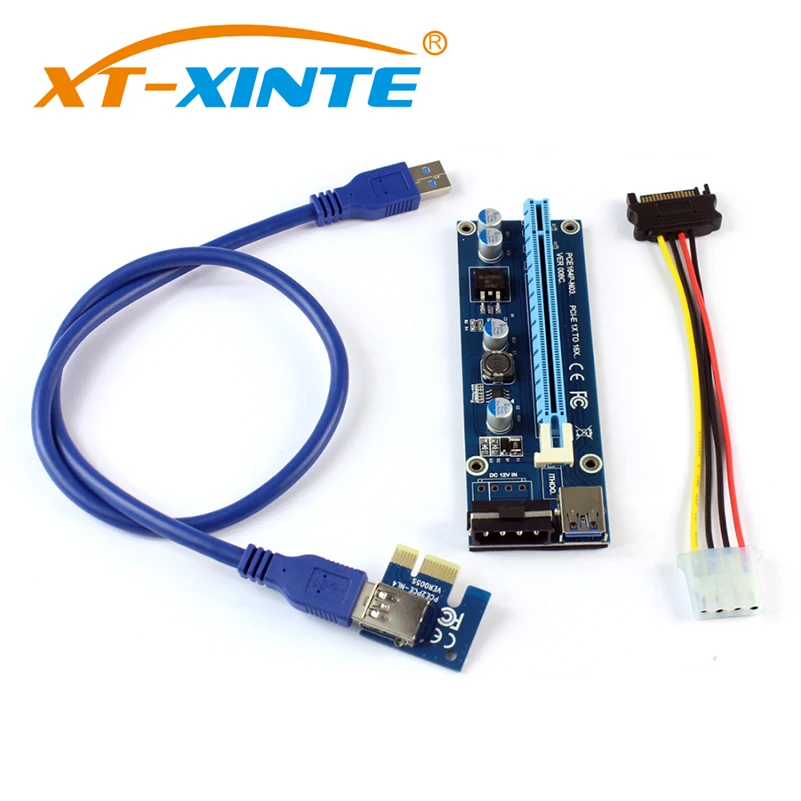 XT XINTE PCIE 1X to 16X Графический удлинитель для MOLEX DC одиночный адаптер питания ETH