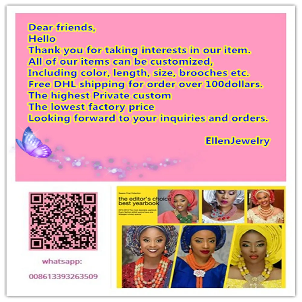 Nigerian African indian Wedding bridal Beads Jewelry Sets Crystal statement necklace women Free Shipping W6011 | Украшения и