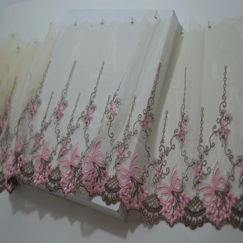 Somelace 19 см(2yds/lot) светильник желтый полупрозрачная Марля розовый коричневый смешанный цветочный вышивка ткани вышивка кружево trim18081111