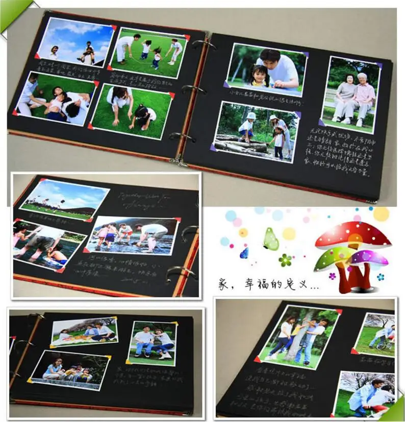 29x29 см DIY большой альбом ручной работы Clipbook фотоальбом черная бумага ремесла ребенок рост книга записи свадебный подарок ребенок день рождения подарки