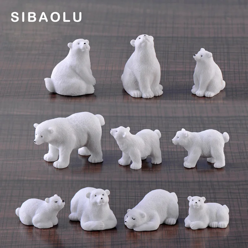 Милые белые полярные медведи фигурка искусственная смола модель животного