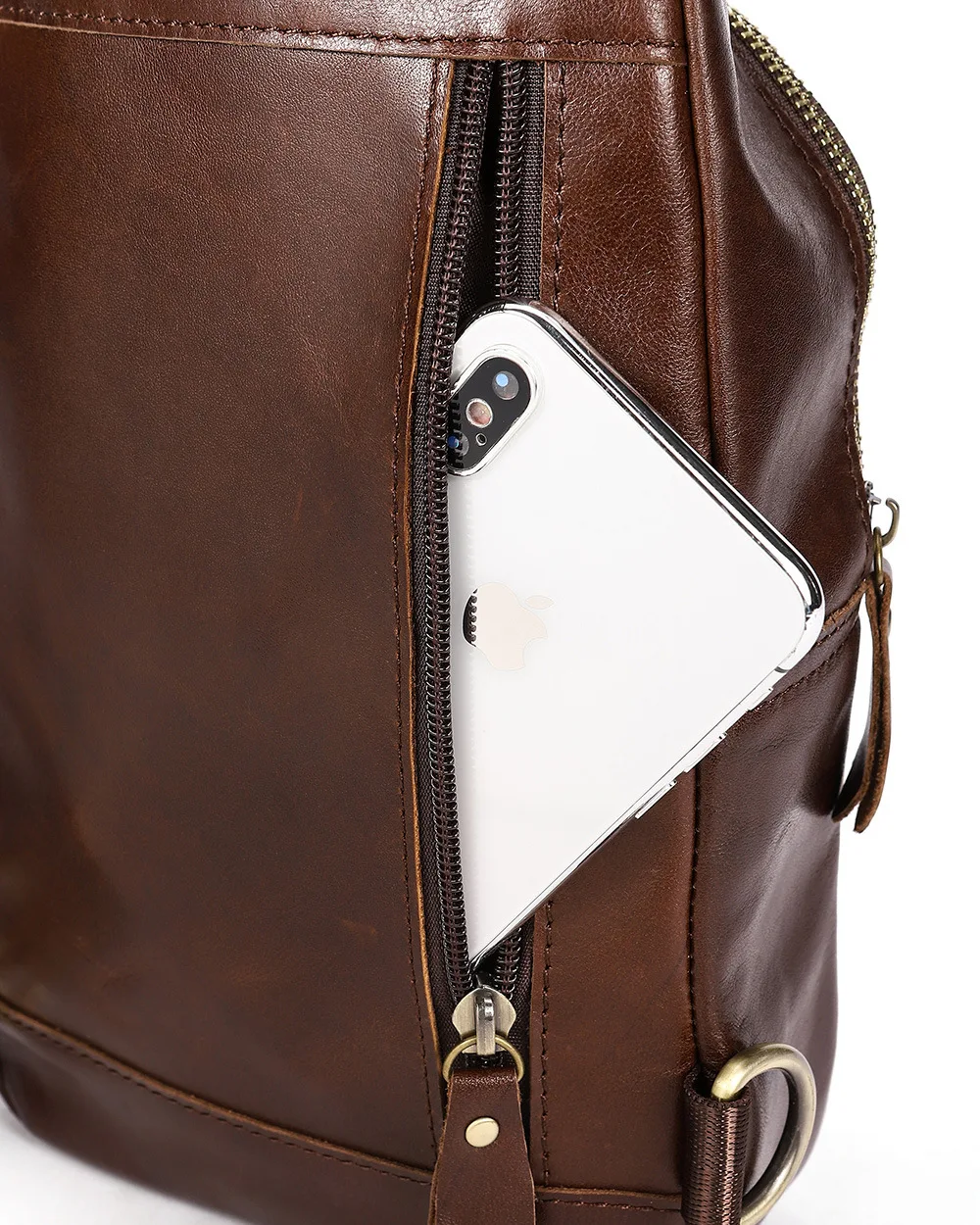 

mylb New style men's leather single shoulder oblique satchel cow leather USB charging function leisure chest bag genuine leather