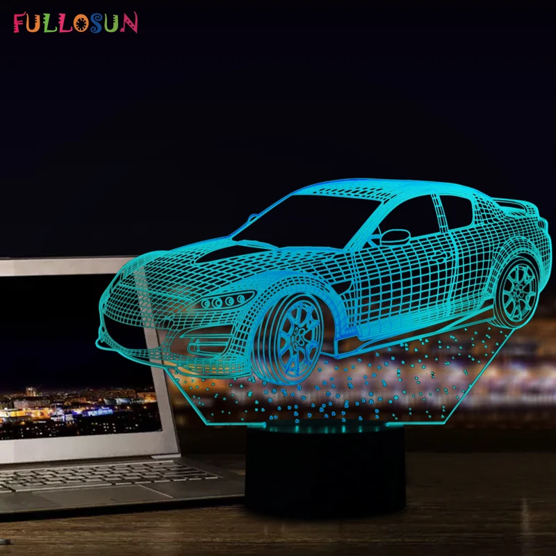 5 В USB Мощность 3D LED визуальный индикатор 3D водить автомобиль модели Ночные светильники с нескольких цветов нажатием кнопки, лампы как детская Игрушечные лошадки огни