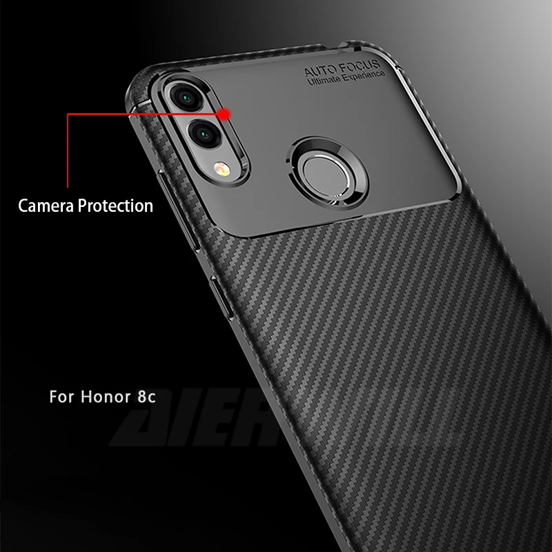 honor 8C case For Huawei Honor 8c Case Shockproof Armor Carbon Fiber Soft Silicone Bumper Cover for |