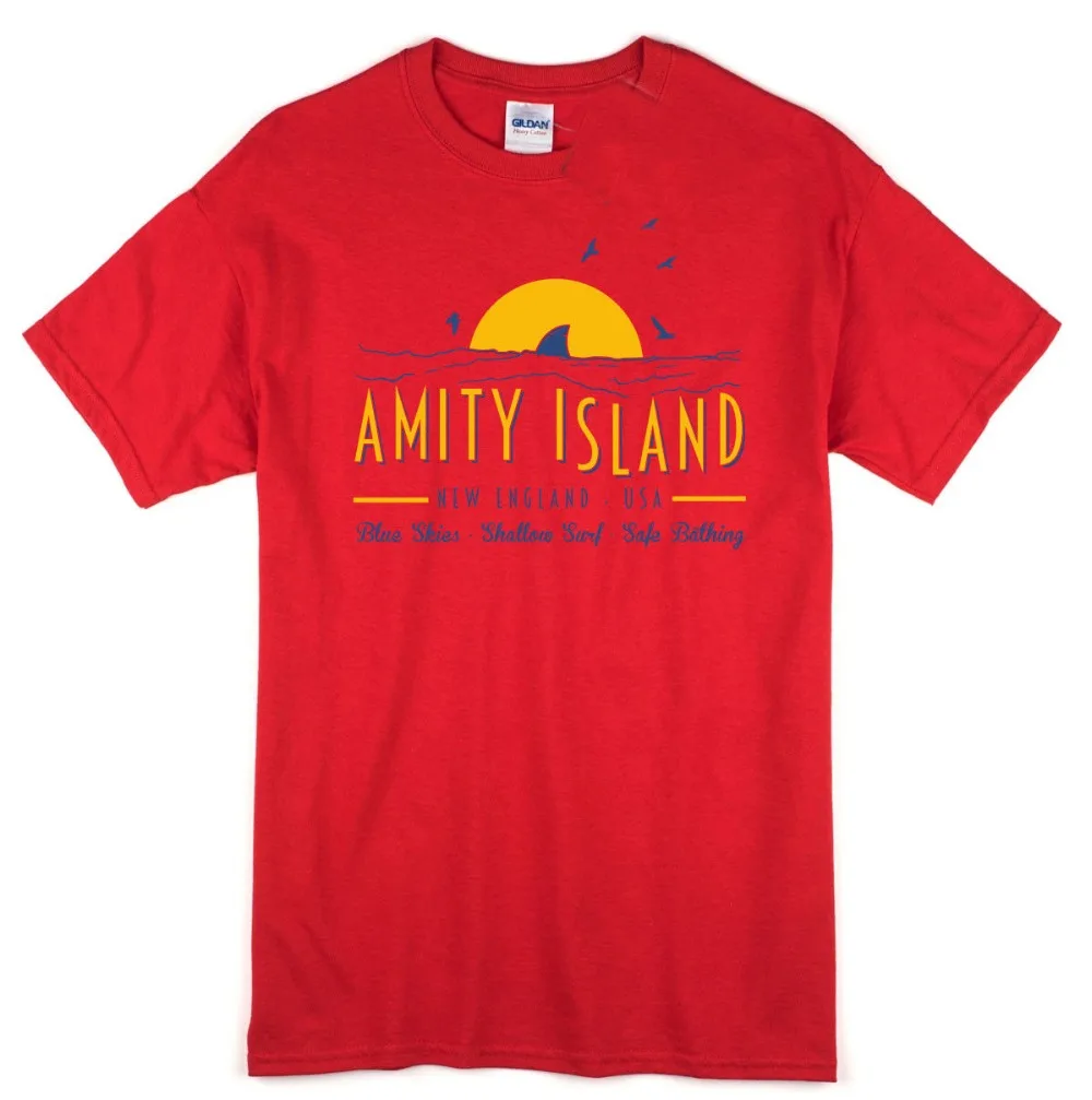 Amity Island Inspired By Jaws The Movie - Retro Classic Film Sharks 70'S New Cotton Short Sleeve O-Neck Tops Tee Shirts | Мужская