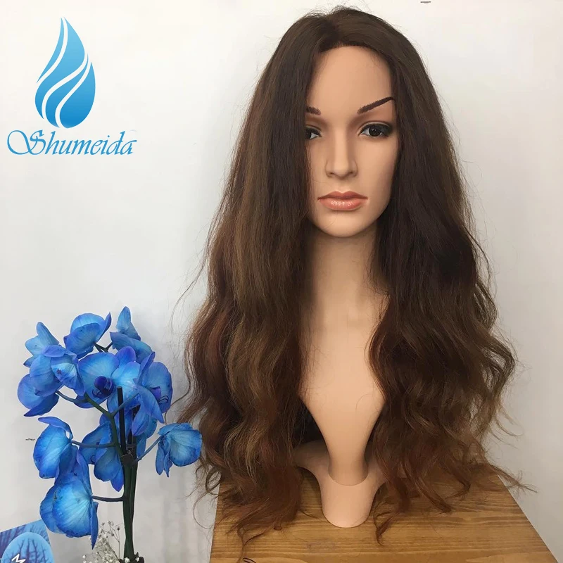 SHD Омбре коричневый цвет парики на кружеве предварительно выщипанные