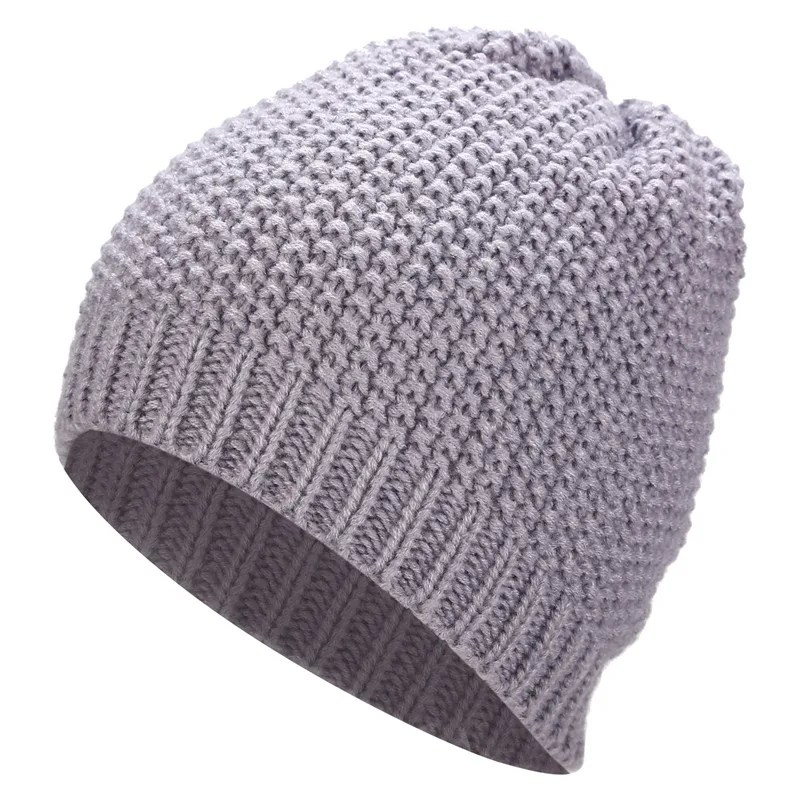 Light grey Конский хвост зимние шапки бини для женщин Мягкая вязаная грязная шапка булочка крючком шерстяная шапка Модные Skullies бини стрейч шапки теплая шапка s - Цвет: Light grey