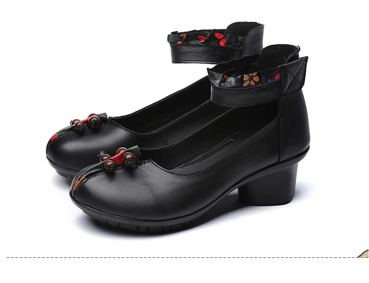 RUSHIMAN Spring Summer String Bead Shoes Female Genuine Leather Flats Fashion Women Shoes Handmade Soft Casual Flat Shoes