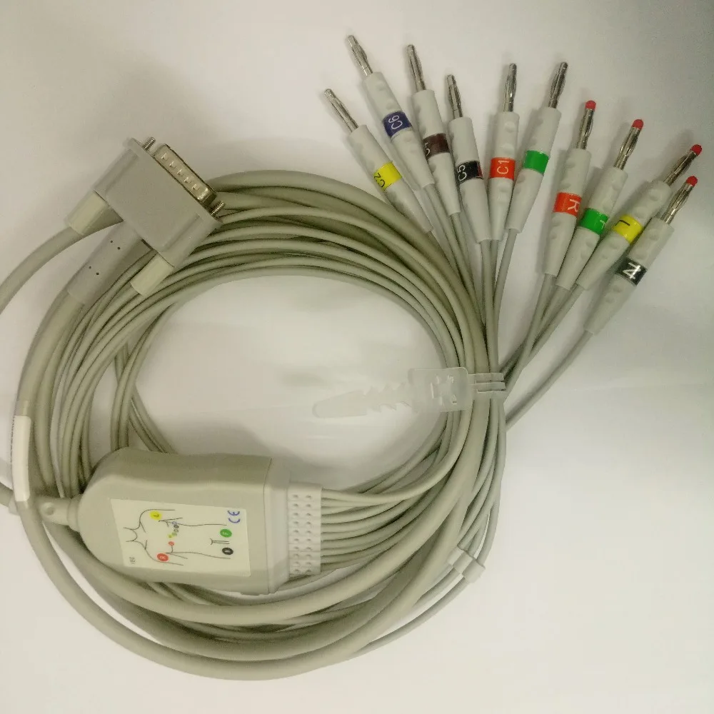 Kmtkeramed совместимый для Bionet Cardiocare 2000/cardiotouch3000 один кусок 10 проводов кабель с Leadwire 4,0 Banana End Iec