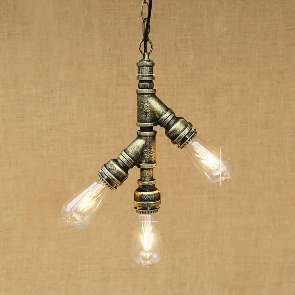 Лофт промышленная железная водопроводная труба винтажный подвесной светильник