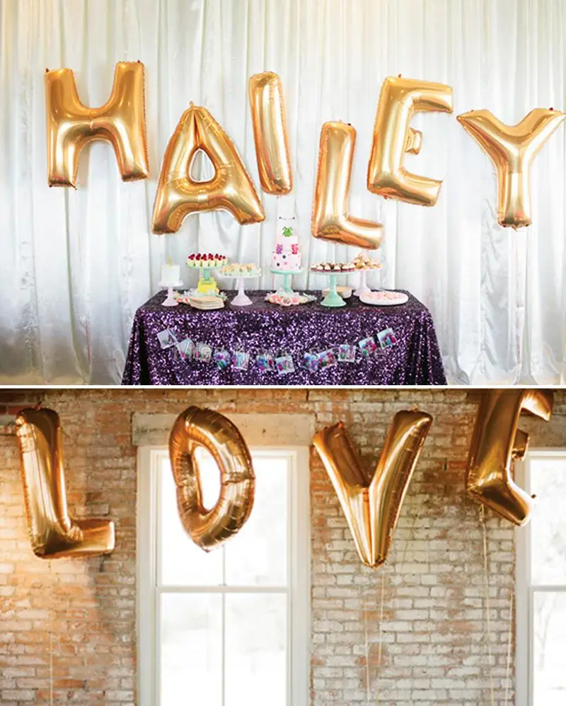 Huge 40 Inch Gold 26 Letters A-Z Foil Balloons Wedding Birthday Party Festival Decoration Supplies | Дом и сад