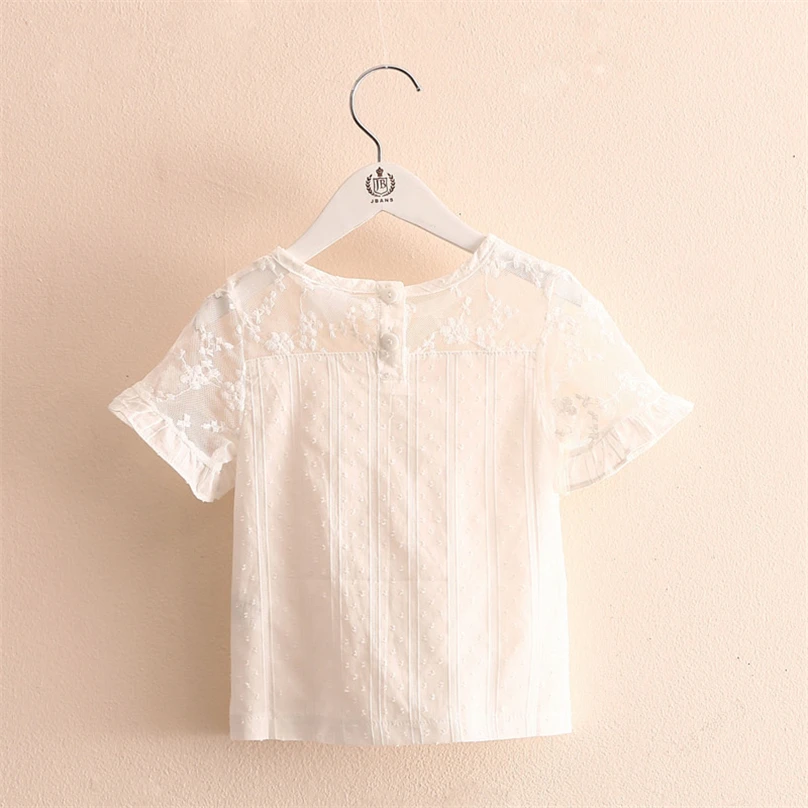 Летняя кружевная рубашка для девочек одежда с коротким рукавом детская блузка