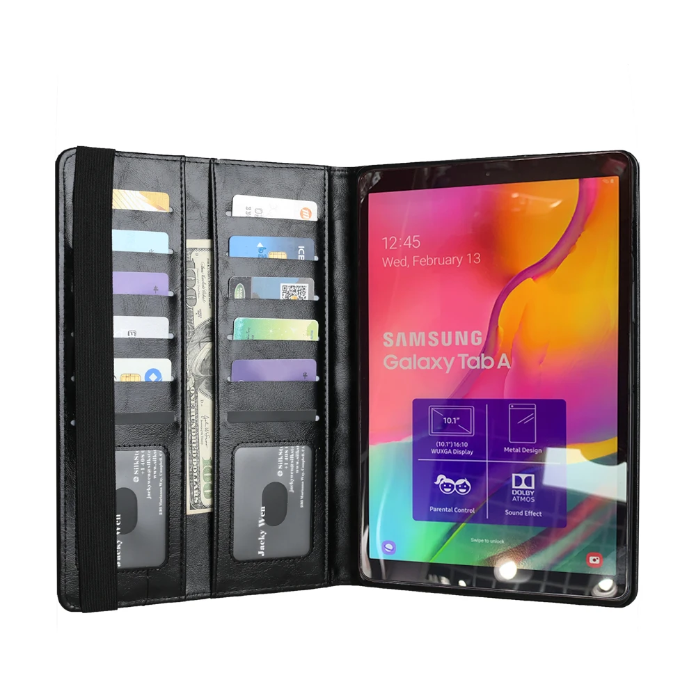 Для Samsung Galaxy Tab A 10,1 T510 T515 PU кожаный чехол для планшета 12 слотов для карт откидная Складная стоячая таблетница с держателем для ручек