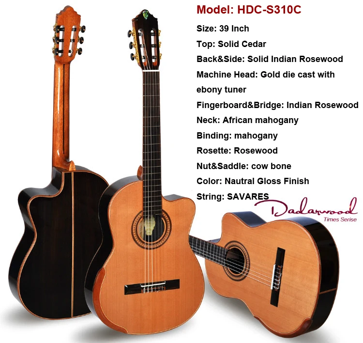Dadarwood HDC-S310C 39 Inch full solid wood classical guitar guitarra | Спорт и развлечения