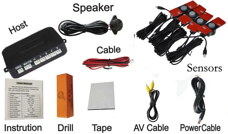 13 мм плоский сенсор Автомобильный Видео парковочный датчик обратный резервный