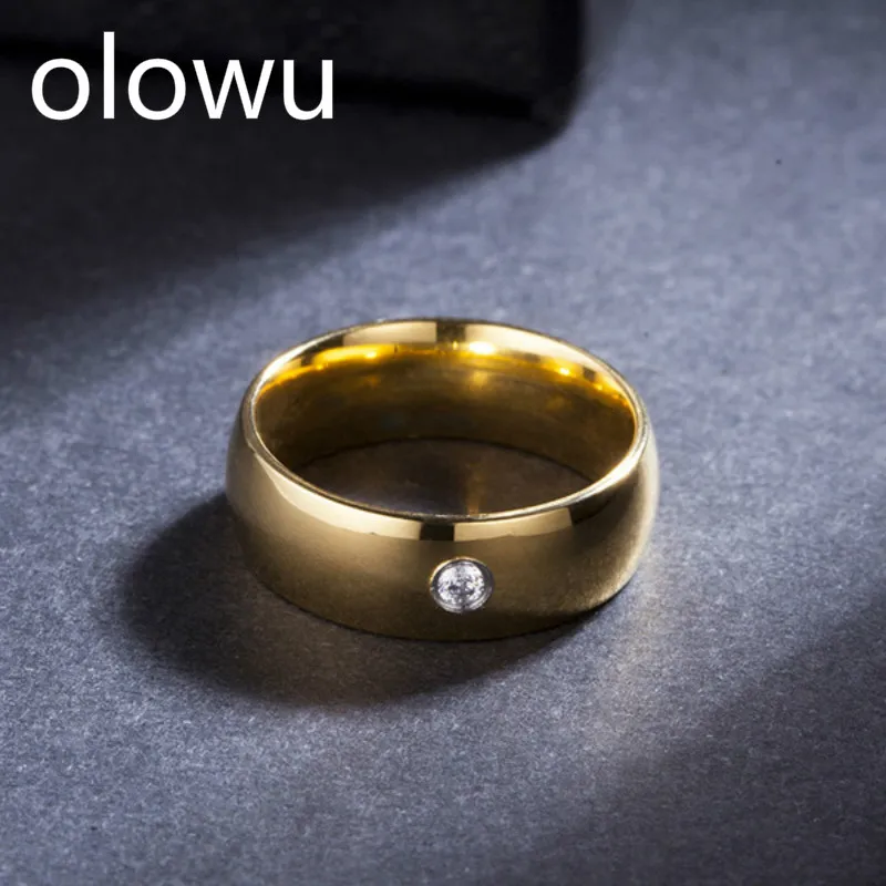 Мужские кольца olowu модное кольцо золотого цвета из нержавеющей стали с высокой