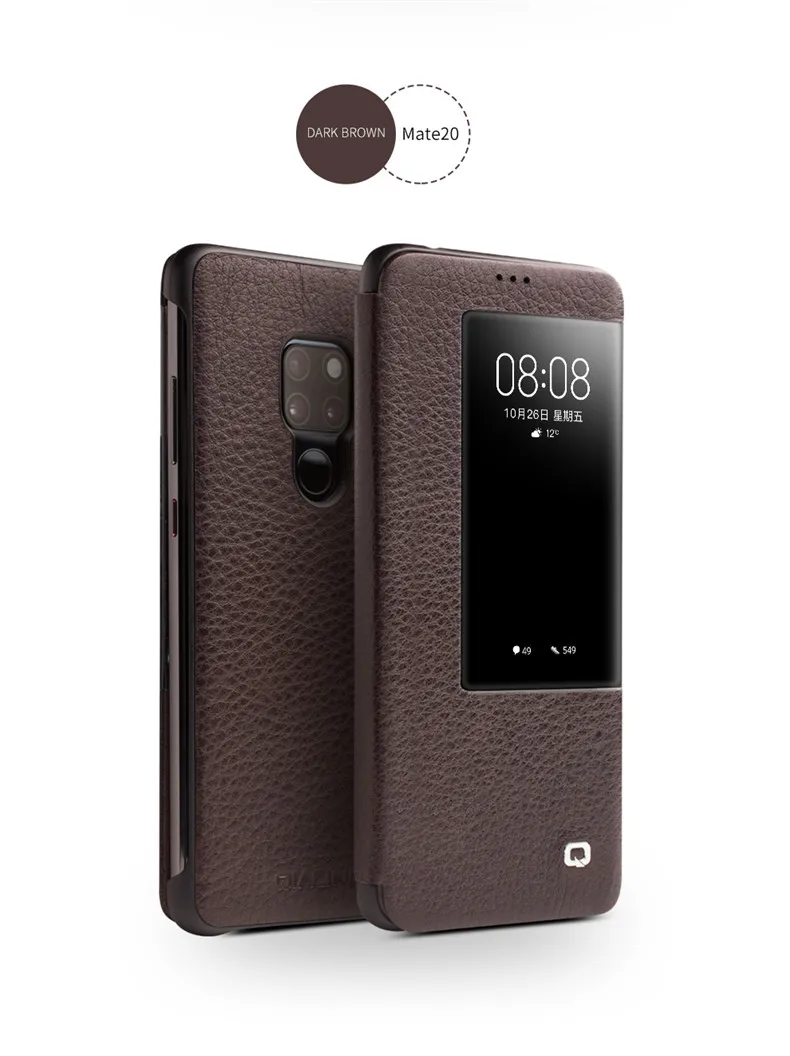 QIALINO, Модный чехол из натуральной кожи для huawei mate 20X5G, тонкий флип-чехол с умным окошком для mate 20 Pro 6,53/6,39/7,2 дюйма