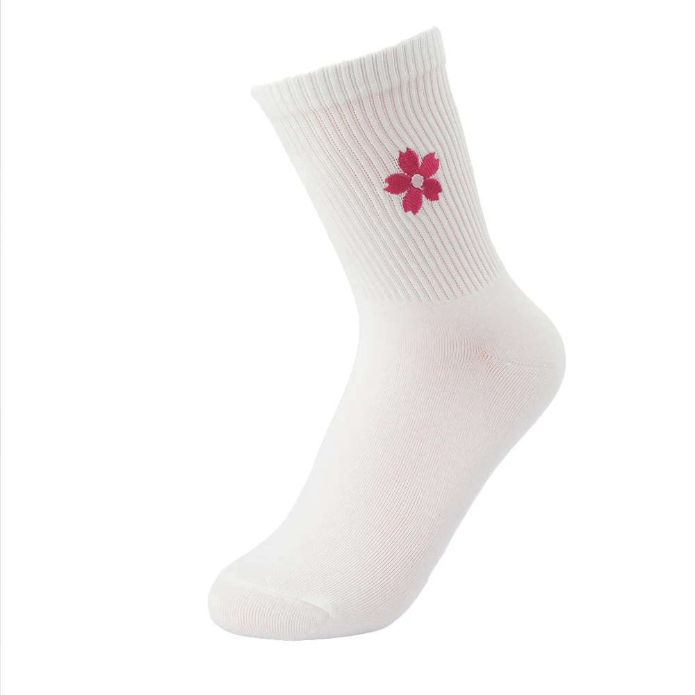 Милые хлопковые носки с вышитым цветком вишни модные красивые розовые цветочные
